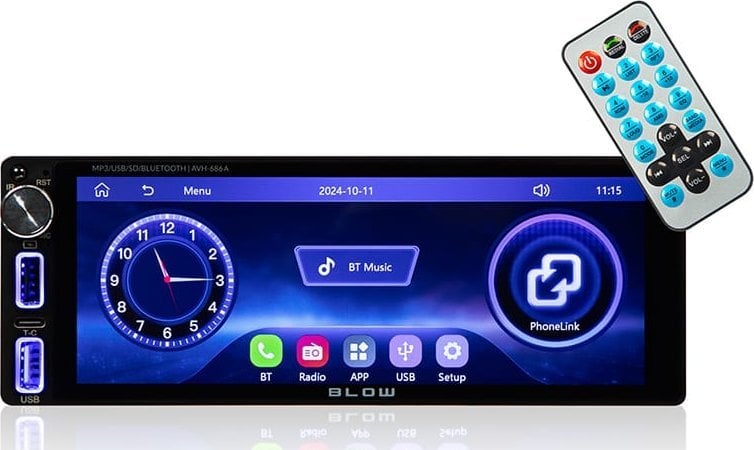 Radio makine BLOW 1DIN, ekran 7", Bluetooth, CarPlay Android Auto