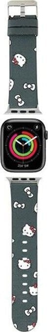 Rrip ore Apple Watch Hello Kitty Heads and Bows, lëkurë vegane PU Saffiano, universal, i zi