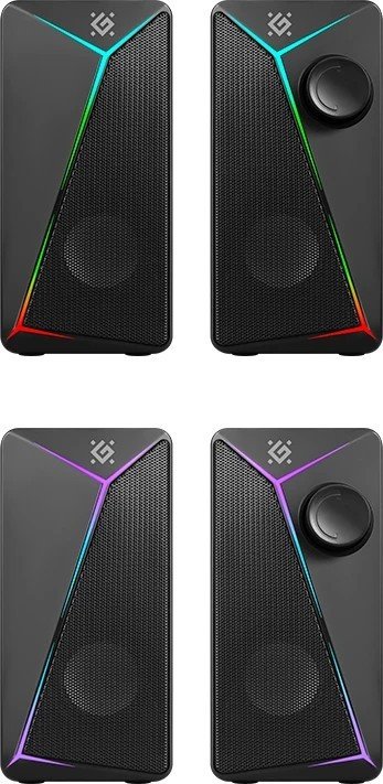 Звучници за персонален компјутер Defender J5 2.0, 6W, USB, со ЛЕД, црни