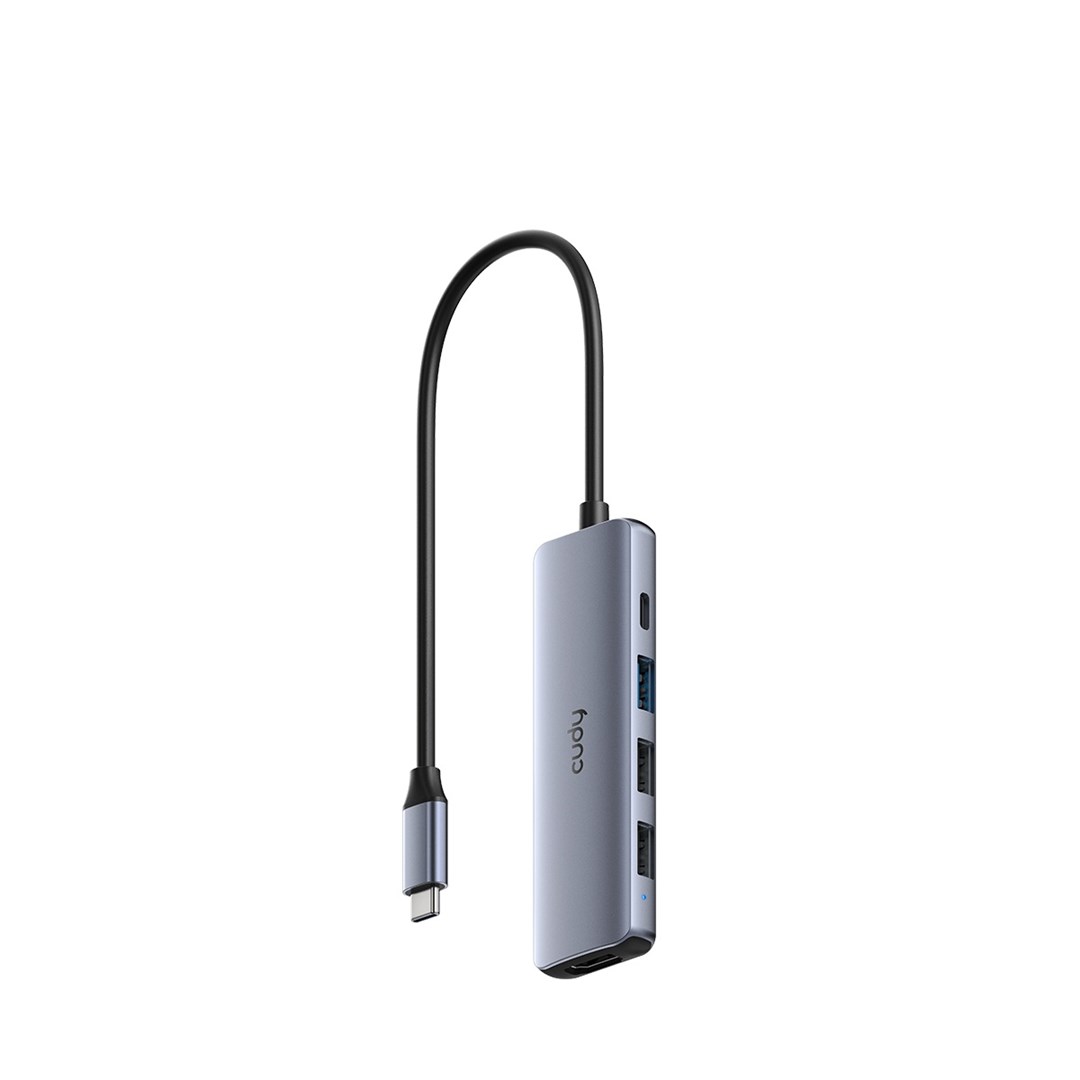 HUB USB C Cudy 5 in 1, HDMI 4K, kompakt, gri