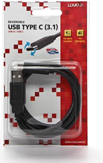 Kabllo USB Logo USB A në USB C, 1m, e zezë