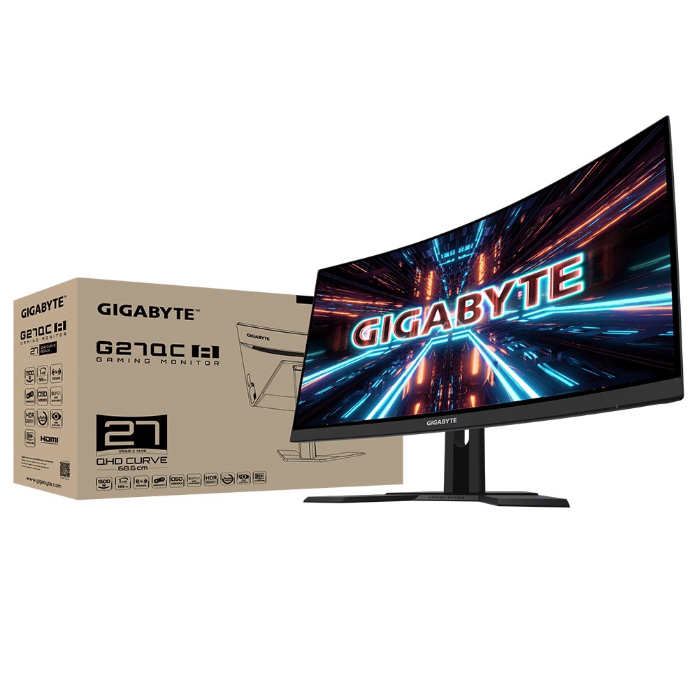 Monitor Gigabyte G27QC A, 27", 2560 x 1440, 2K Ultra HD, 165 Hz, i zi