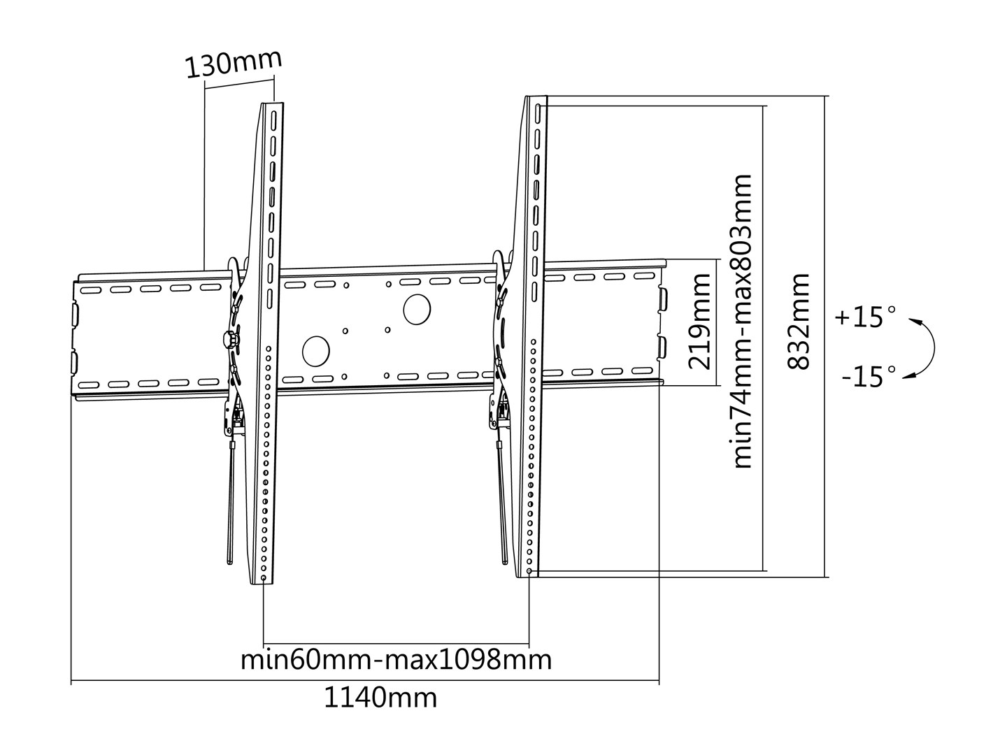 Mbajtëse muri për TV Digitus 650322, 60-100", 100 kg, e zezë