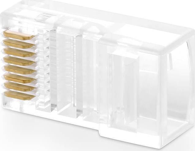 Konektor RJ45 UTP 8P8C Cat5 5e, set 100 copë, transparent