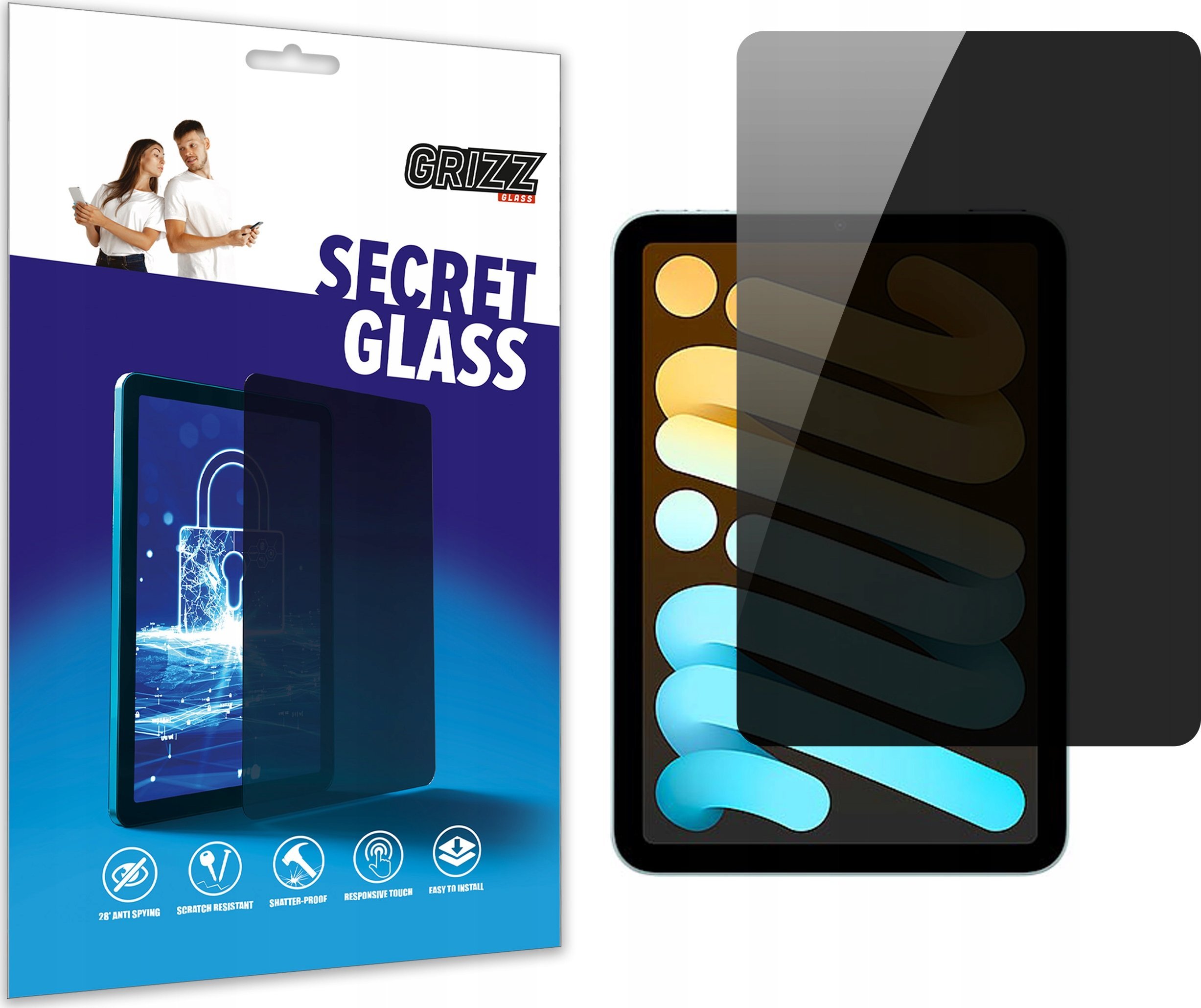 Xham privatësie Grizz SecretGlass për Apple iPad Mini 8.3" 2024, xham qeramik, transparencë e lartë