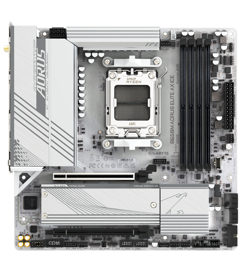 Pllakë amë Gigabyte B650M AORUS ELITE AX ICE, DDR5, WiFi, e bardhë