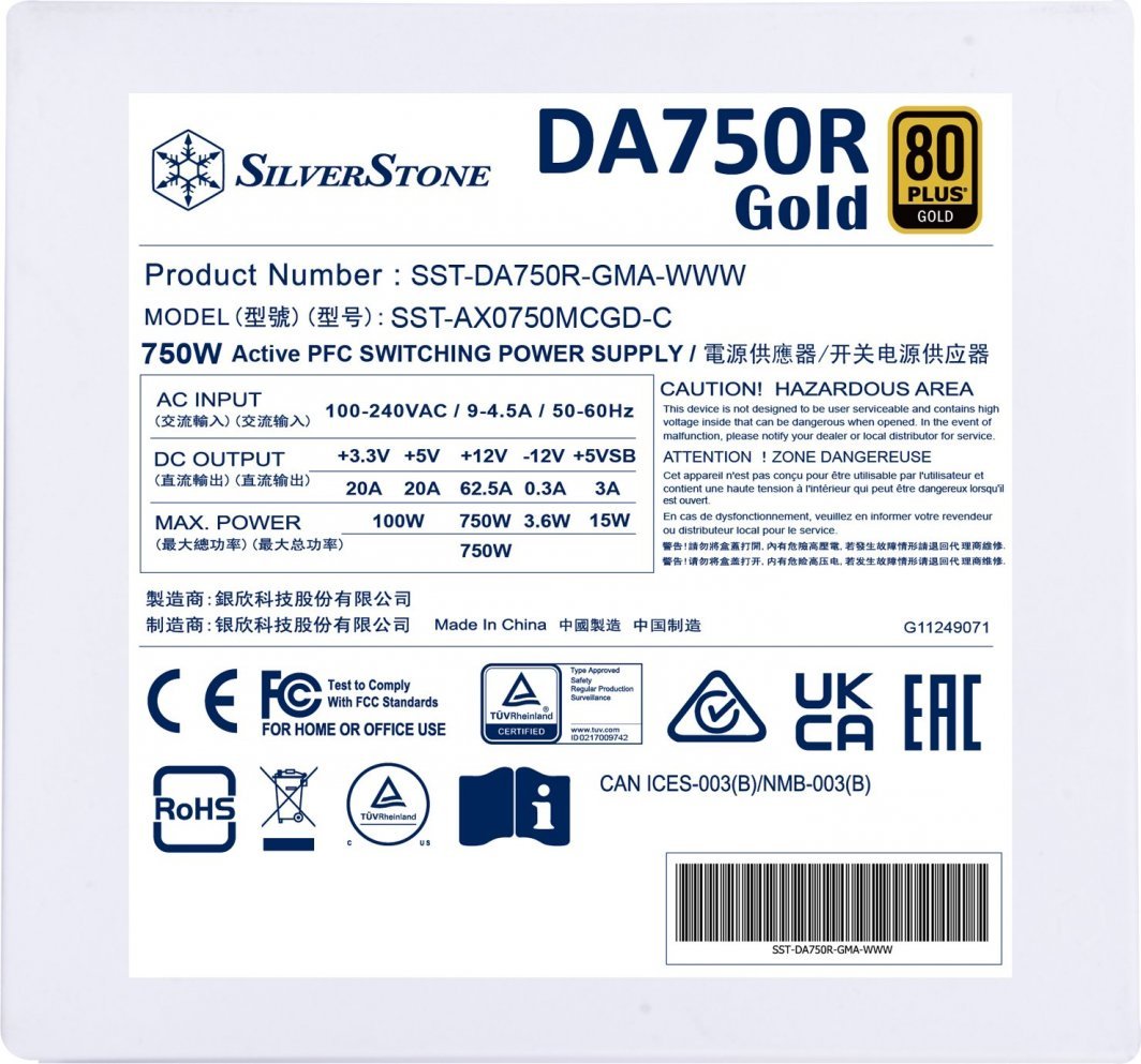 Burim energjie SilverStone DA750R Gold SST-DA750R-GMA-WWW ATX 3.0, 750W