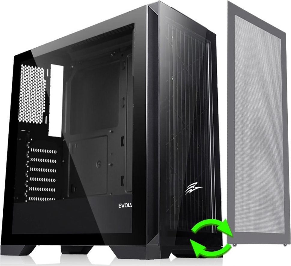 Kasë Evolveo Ptero Q2, e zezë, Midi Tower