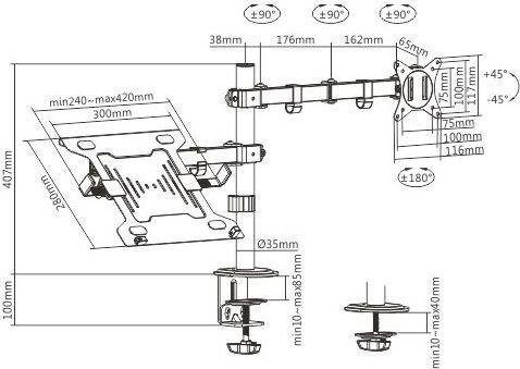 Држач за монитор Gembird, 32" (MA-DA-03)