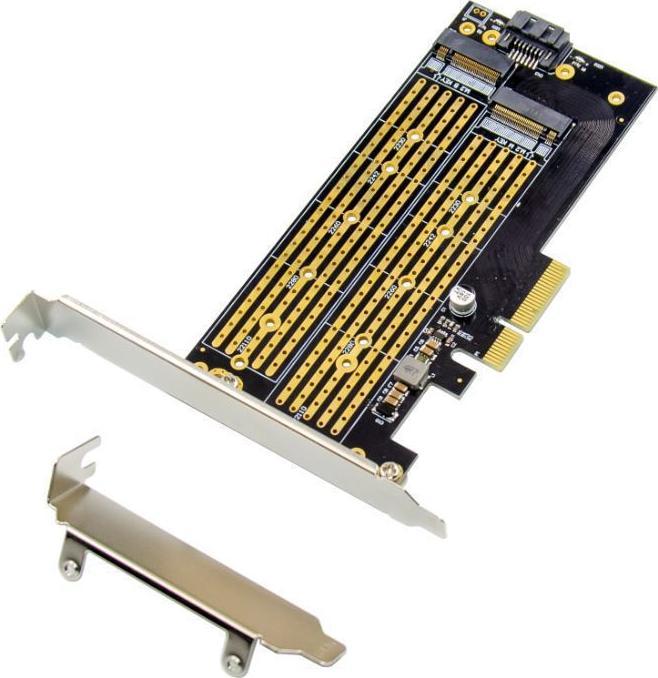 PCIe MicroConnect адаптер за SSD M.2 B&amp;M Key NVMe, PCIe 3.0 x4, со SATA