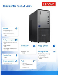Kompjuter desktop Lenovo ThinkCentre Neo 50t G6, Intel Ultra 7, 16GB RAM, 512GB SSD, i zi