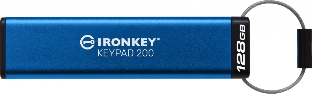 USB Pendrive Kingston IronKey Keypad 200, 128GB, i kaltër