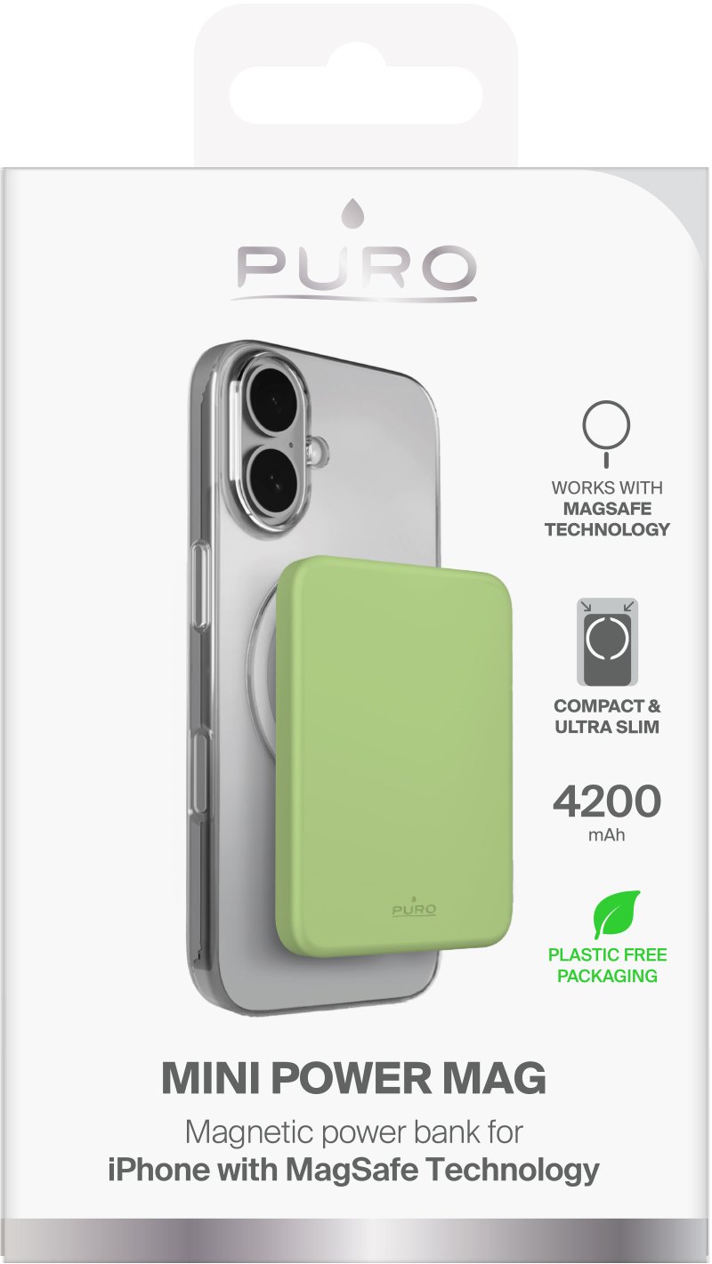 Powerbank wireless Puro Mini Power Mag, 4200mAh, MagSafe, i bardhë