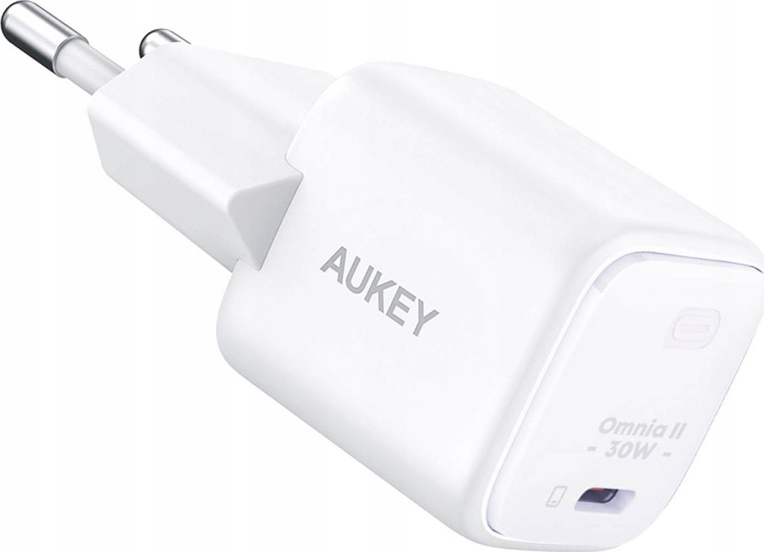 Полнач за мрежа AUKEY PA-B1L Omnia II Mini, USB C, 30W Power Delivery, бел