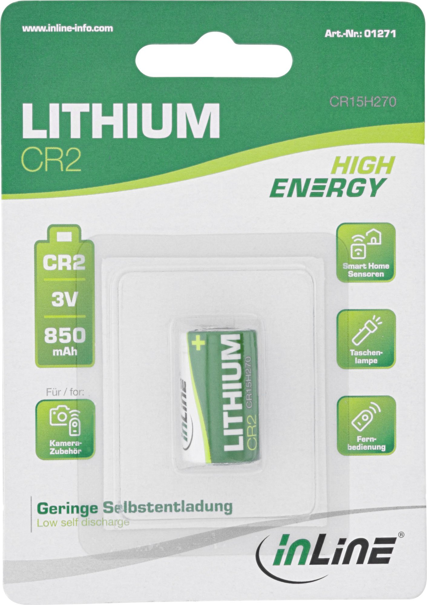 Bateri litiumi InLine CR2, High Energy, 1 copë
