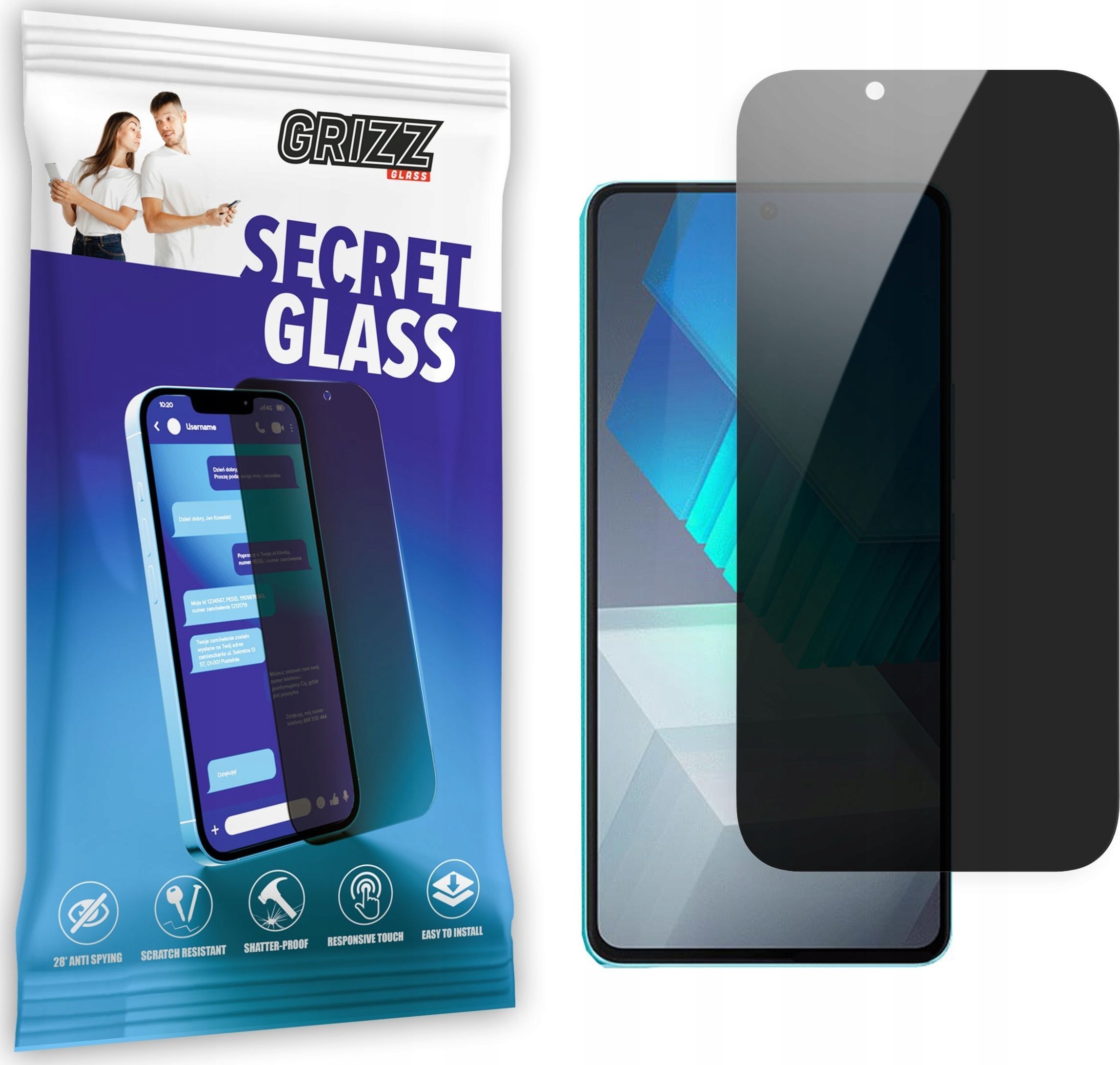 Xham mbrojtës privatësie Grizz SecretGlass për Vivo iQOO Neo 7, xham keramik, transparencë e lartë