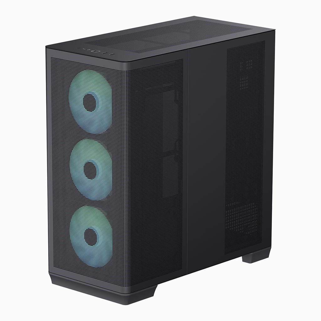 Kuti kompjuteri APNX C1 ARGB, midi tower, panel xhami i errësuar, e zezë