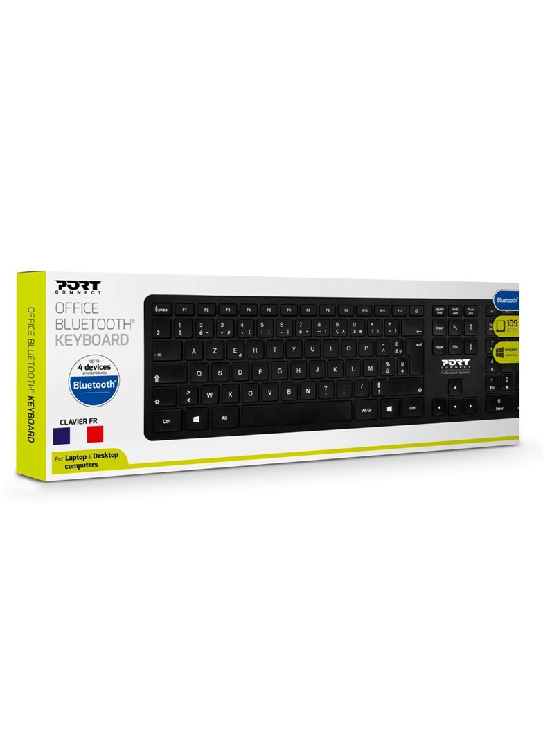 Tastierë Port Designs 900903-UK, RF Wireless + Bluetooth, e zezë