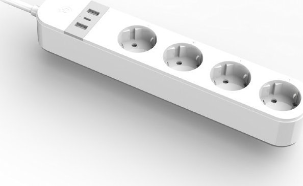 Prizë inteligjente Gembird Smart Power Strip Tuya, 4xDE, 2xUSB A 1xUSB C, e bardhë
