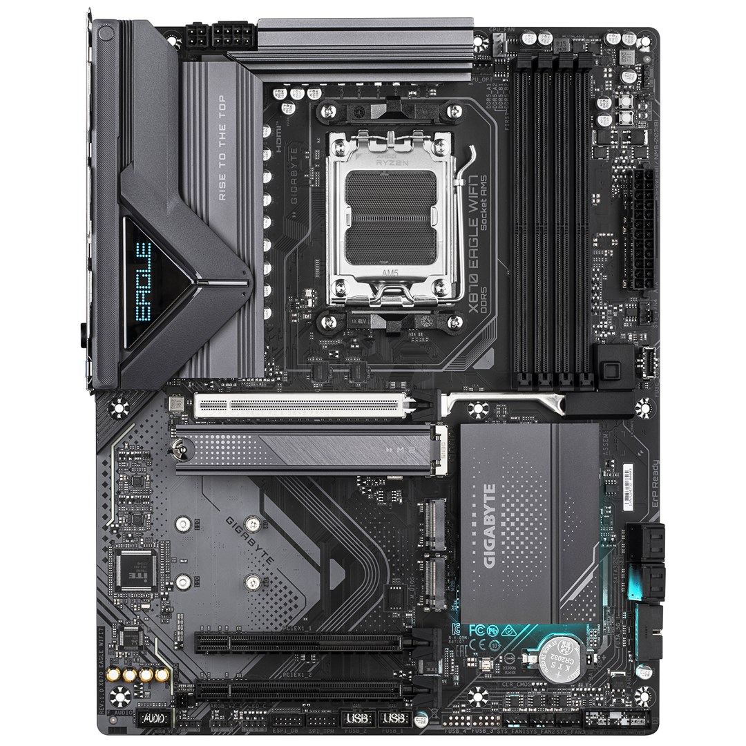 Pllakë amë GIGABYTE X870 EAGLE WIFI7, AMD Ryzen 9000 CPUs, 14+2+2 VRM, 8000MHz DDR5 (OC), 1xPCIe 5.0 + 2xPCIe 4.0, Wi-Fi 7, 2.5GbE LAN, USB 4
