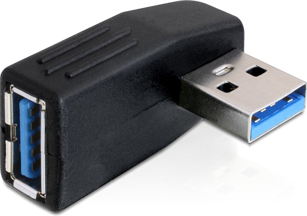 Adapter USB Delock 65341, USB 3.0, kënd 90°, i zi