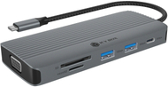 USB-C док станица ICY BOX IB-DK4046-CPD, 10 во 1, 4K 60Hz, Power Delivery 100W, сива