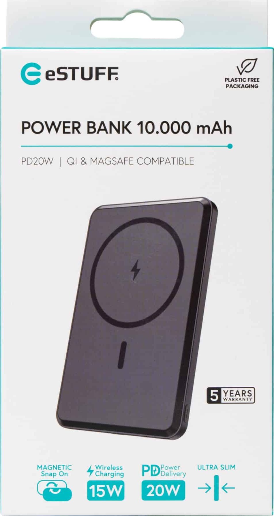 Power bank Estuff ES641101, 10000 mAh, karikim wireless me magnet, i zi