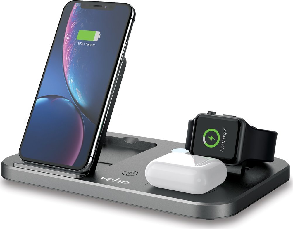 Karikues wireless Veho DS-7 Qi, 10W, USB Type-C, argjendtë