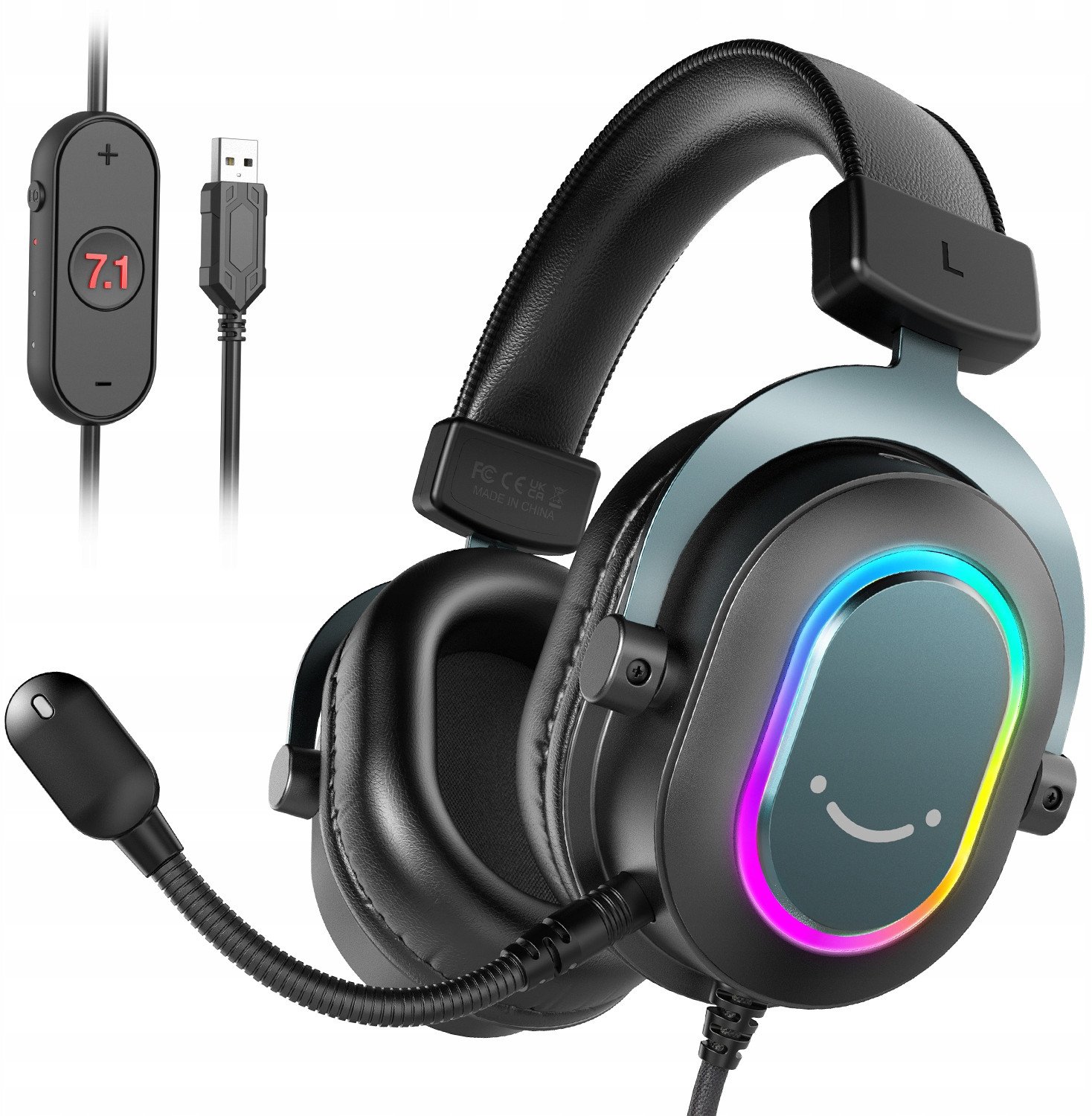 Kufje gaming Fifine H6 AmpliGame, 7.1 surround, USB, me RGB, të zeza