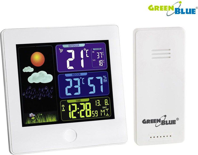 Stacion moti GreenBlue DCF GB521W, ekran me ngjyra, sensor pa tel, i bardhë