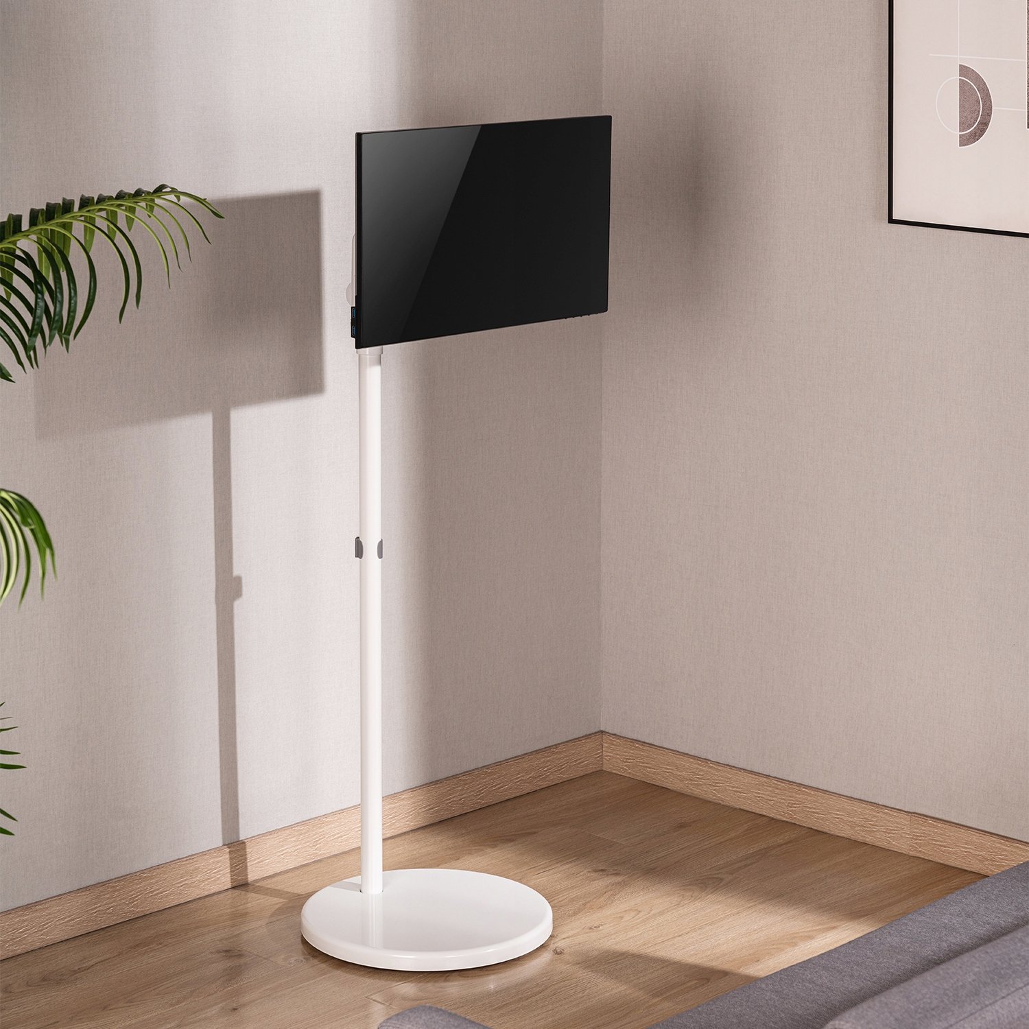 Stendë mobile dyshemeje për monitor TV Maclean MC-970W, 17"-35", 2-10kg, e bardhë