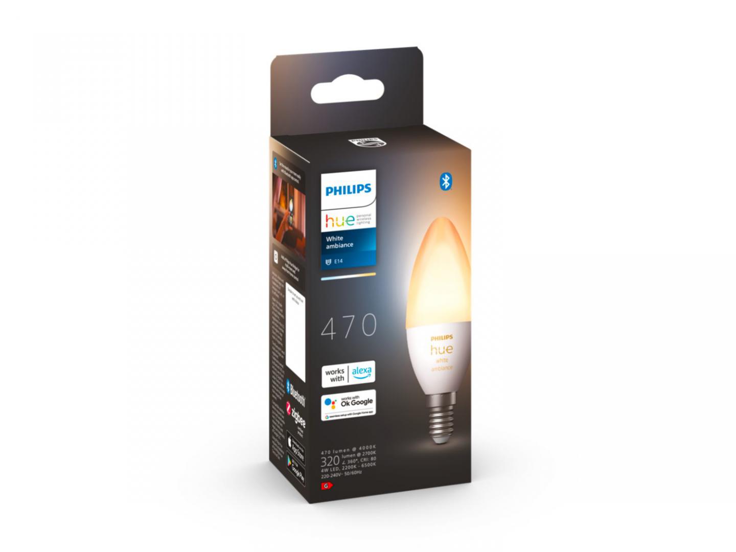 Llambë smart Philips Hue E14, 5.2W, Bluetooth, e bardhë e rregullueshme