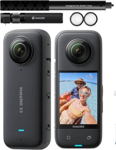 Kamerë 360° Insta360 X3 Creator Kit, 5.7K, rezistente ndaj ujit, e zezë