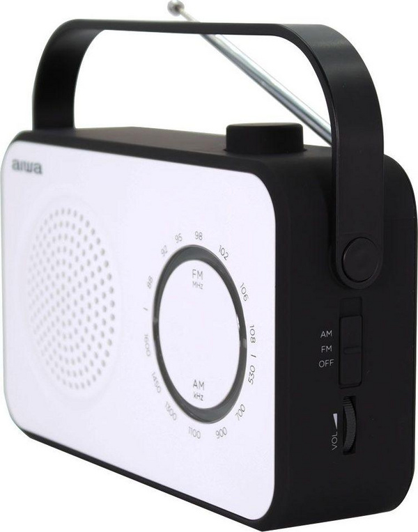 Radio portative Aiwa R-190, AM/FM, altoparlant 4", e bardhë