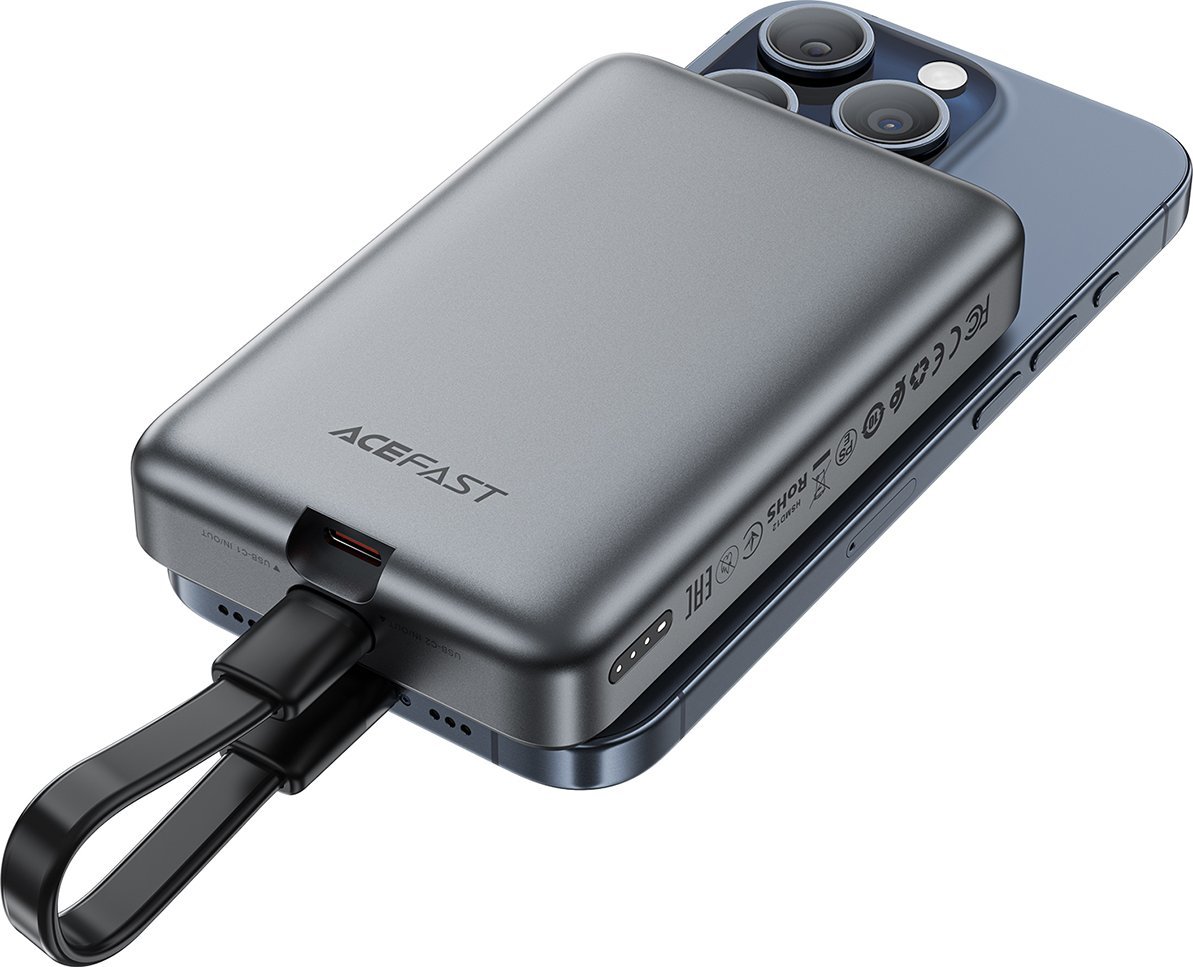 Bateri e jashtme wireless Acefast M10, 10000mAh, 30W PD Qi, e zezë