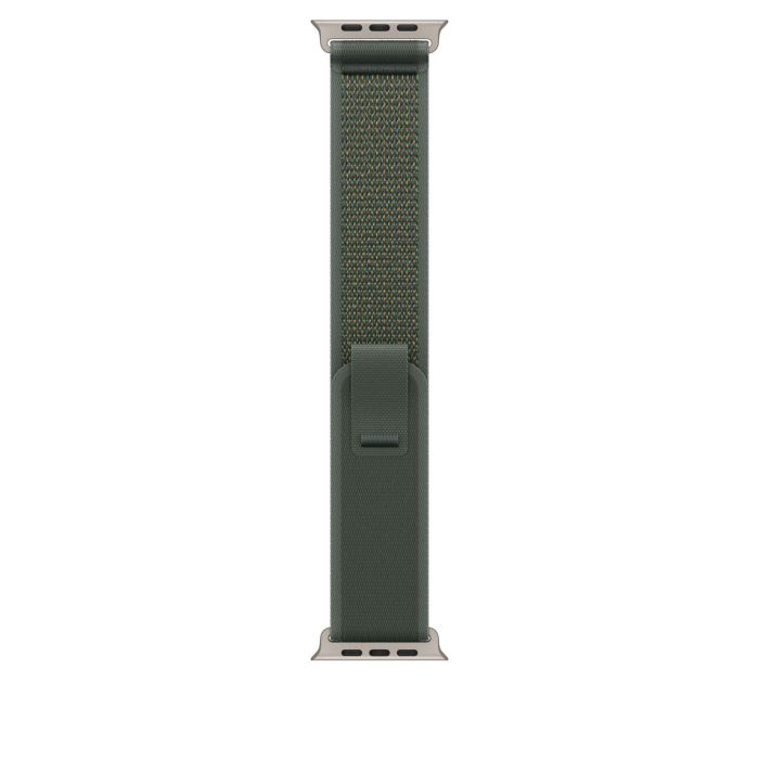 Apple Watch 49mm Loop, Green Trail Loop, Natural Titanium Finish, S/M