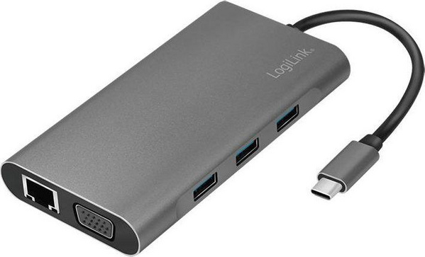 Docking station LogiLink UA0383, USB C 10 in 1, Power Delivery, argjendtë