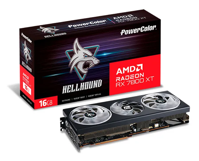 Kartë grafike PowerColor Radeon RX 7800 XT Hellhound, 16GB GDDR6, RDNA 3, e zezë