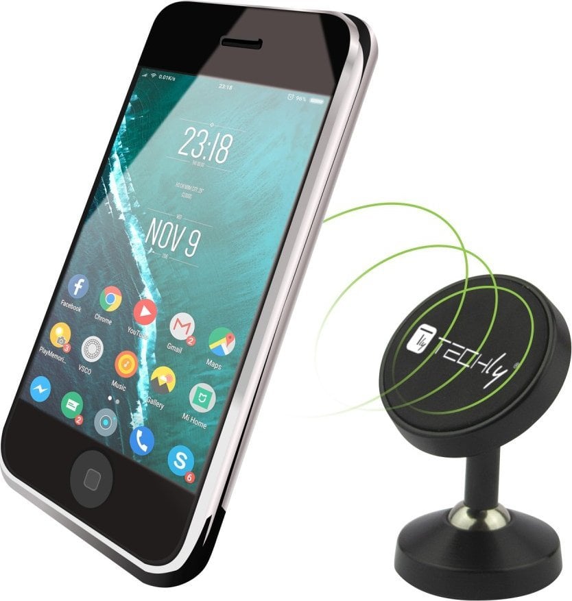 Mbajtëse magnetike për veturë Techly I SMART UNI7, universale, e zezë