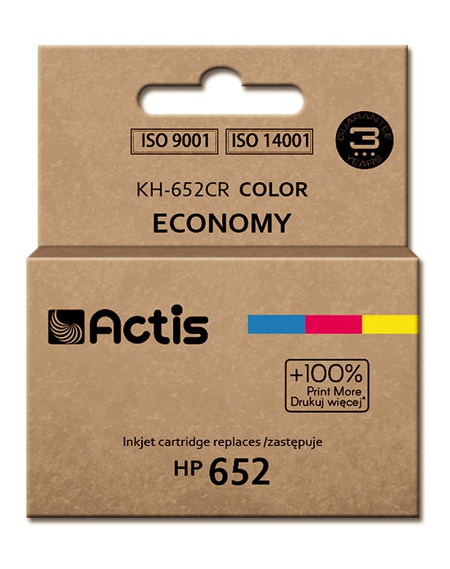 Ngjyrë për printer Actis KH-652CR (zëvendësim për HP 652 F6V24AE), 18 ml, e kaltër / vjollcë /  e verdhë