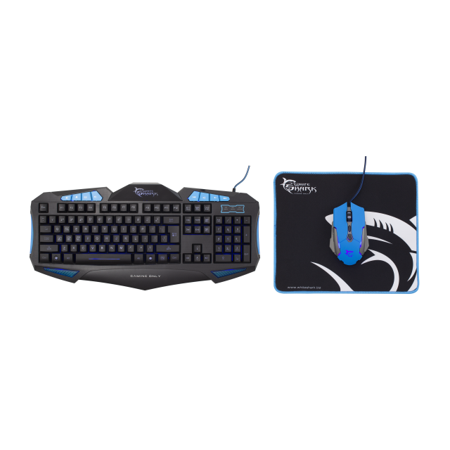 Set gaming White Shark Cherokee GC-3101 tastierë + maus + mauspad, i zi/ kaltër