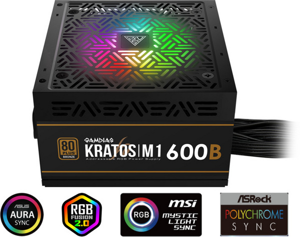 Burim energjie Gamdias Kratos M1-600B ARGB 16210-01000-10000-G , 600W