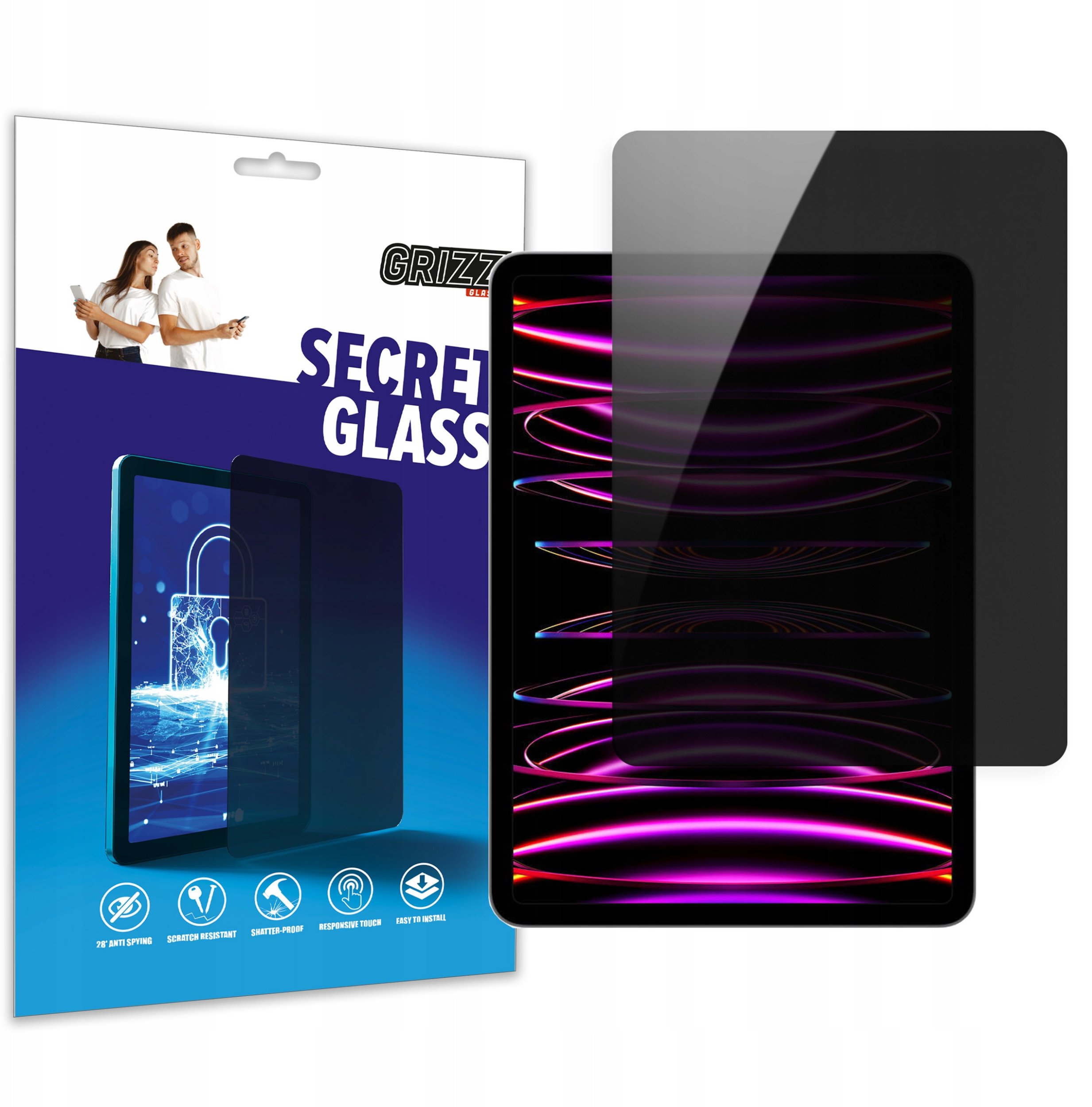 Mbrojtëse ekrani GrizzGlass Matte SecretGlass për Apple iPad Pro 12.9 3rd Gen, xham qeramik, efekt privatësie