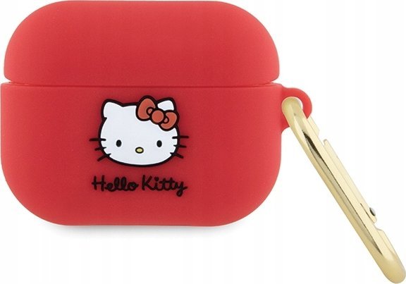 Mbulesë silikoni për AirPods Pro Hello Kitty, gjenerata 1 dhe 2, me karabinë, fuchsia