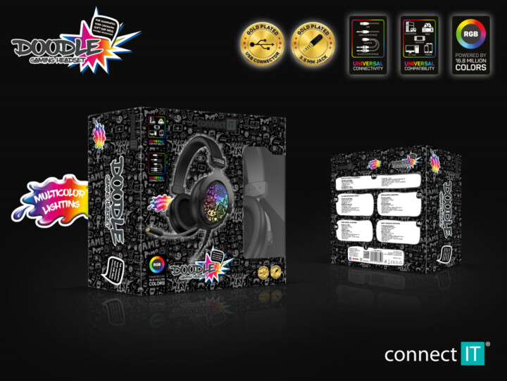 Kufje CONNECT IT Doodle, të zeza