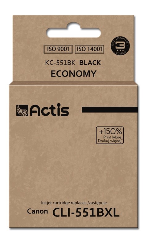 Ngjyrë për printer Actis KC-551Bk (zëvendësim për Canon CLI-551Bk), 12 ml, e zezë