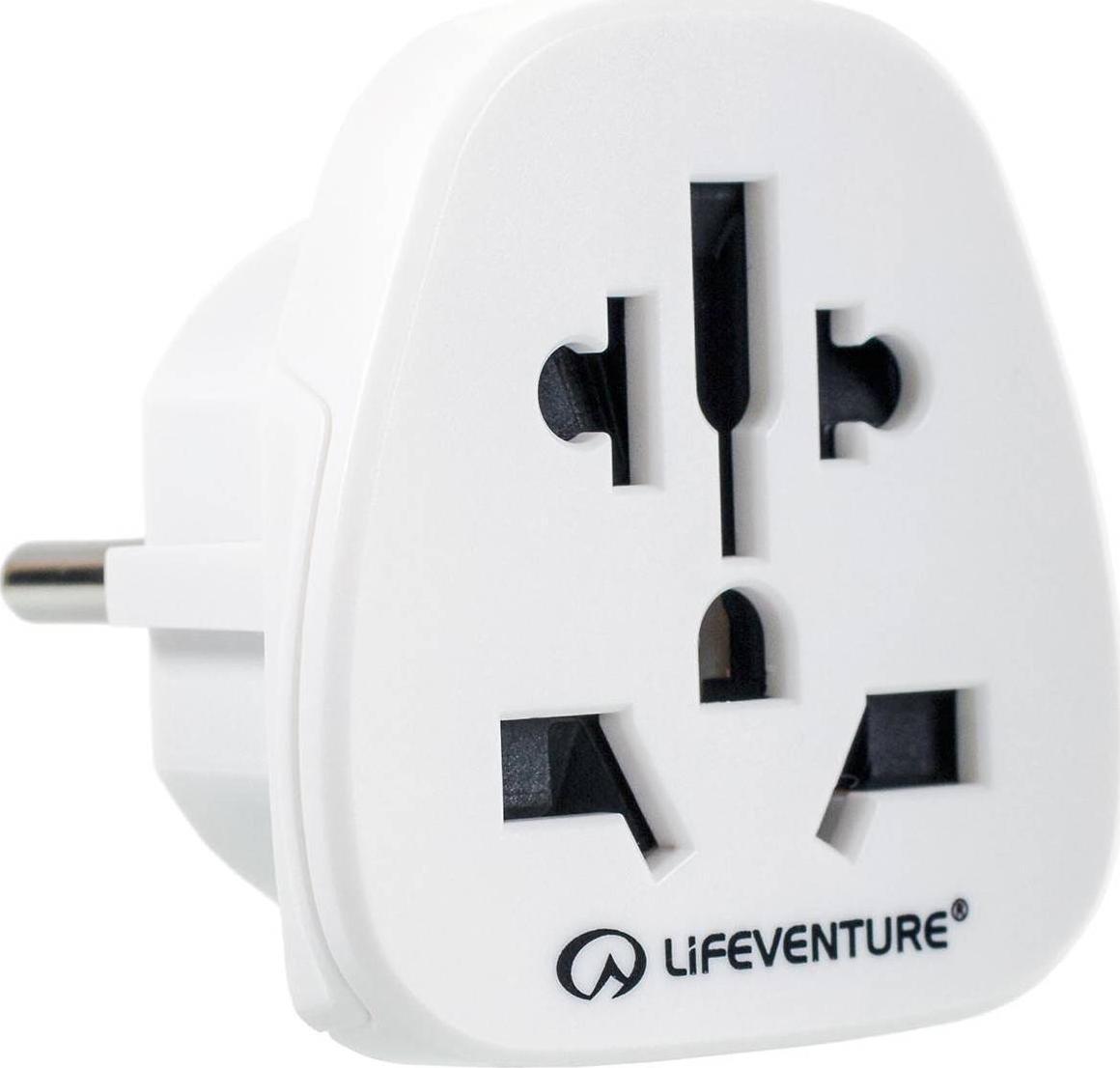 Adaptues udhëtimi Lifeventure European Travel Adaptor, 110 250V, i bardhë