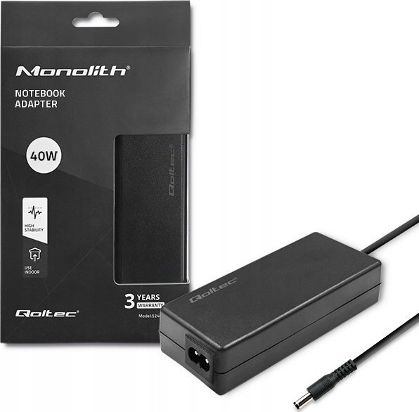 Adapter energjie Qoltec Power Supply 40W, 12V 3.33A, prizë 5.5 x 2.1 mm, i zi