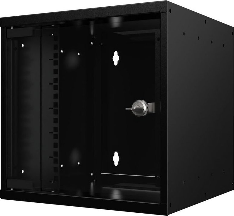 Kabinet rack muri Lanview RSM06U30MNBL, 6U, derë xhami, i zi