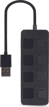 Përshtatës Hub Gembird USB 2.0 4, port me ndërrues, i zi